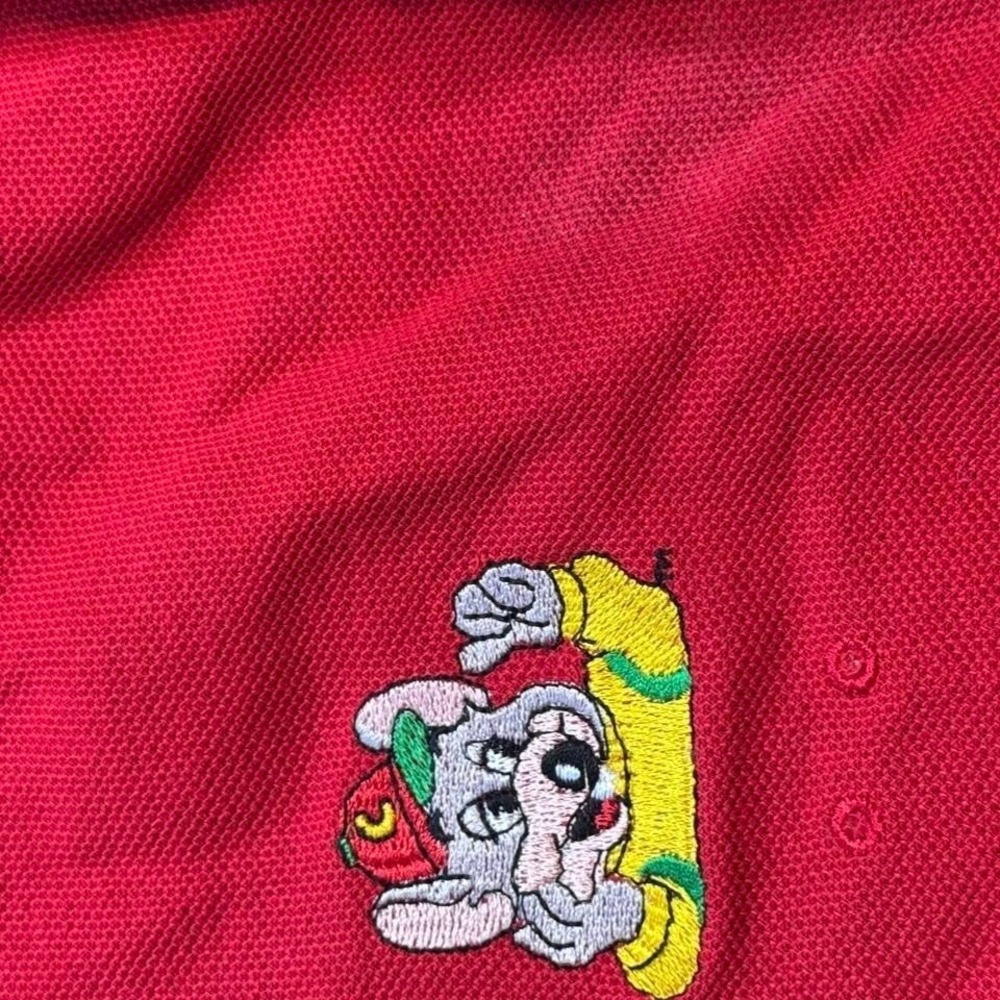 Vintage Chuck E Cheese Red Polo‎ Employee Uniform Size Mens Large - Picture 3 of 6